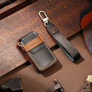 Hallmo Car Cowhide Leather Key Protective Cover Key Case for Honda Civic / Accord 4-button(Black)