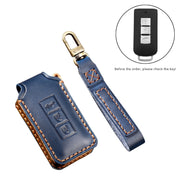 Hallmo Car Cowhide Leather Key Protective Cover Key Case for Mitsubishi Outlander(Black)