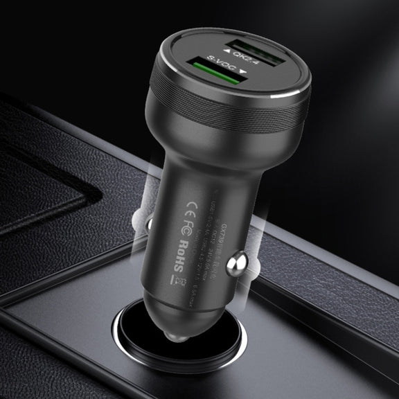 Dual USB 66W Car Flash Charger for OPPO / Huawei (Red)