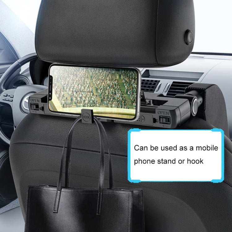 A05 Adjustable Car Auto U-shaped Memory Foam Neck Rest Cushion Seat Pillow with Hook & Mobile Phone Holder (Black)