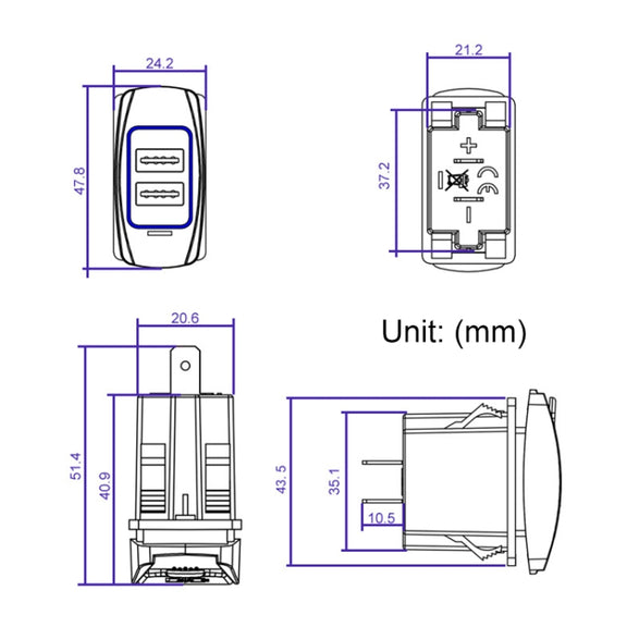 Car 4.8A Double-sided Mobile Phone Charger