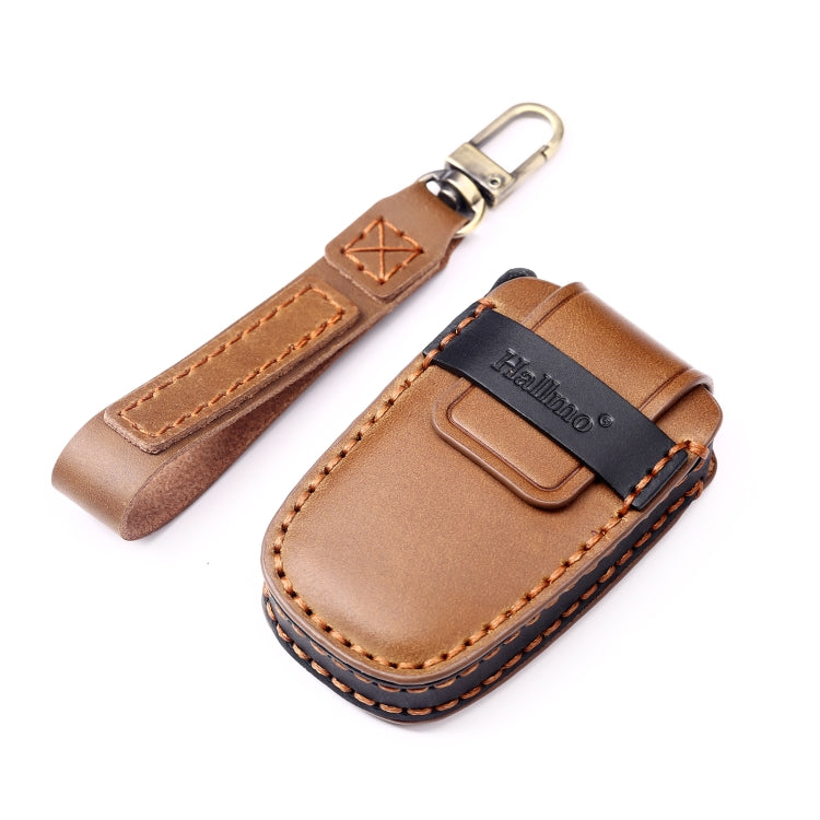 Hallmo Car Cowhide Leather Key Protective Cover Key Case for KIA K2 / K3 / K5 3-button(Black)