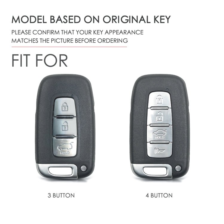 Hallmo Car Cowhide Leather Key Protective Cover Key Case for KIA K2 / K3 / K5 3-button(Black)