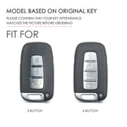 Hallmo Car Cowhide Leather Key Protective Cover Key Case for KIA K2 / K3 / K5 3-button(Black)
