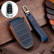 Hallmo Car Cowhide Leather Key Protective Cover Key Case for Hyundai 4-button(Blue) - Car Key Cases by Hallmo | Online Shopping South Africa | PMC TechLife | Buy Now Pay Later Mobicred