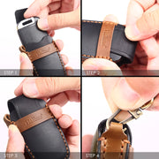 Hallmo Car Cowhide Leather Key Protective Cover Key Case for Hyundai 6-button(Brown)