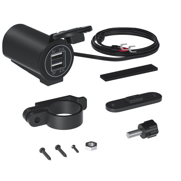 ZH-526I1 Car / Motorcycle 4.2A Dual USB Port Car Charger(Blue Light)