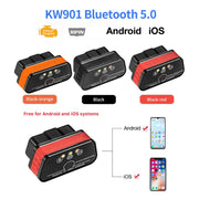 KONNWEI KW901 Android Phone OBD2 Car Bluetooth 5.0 Diagnostic Scan Tools(Red)