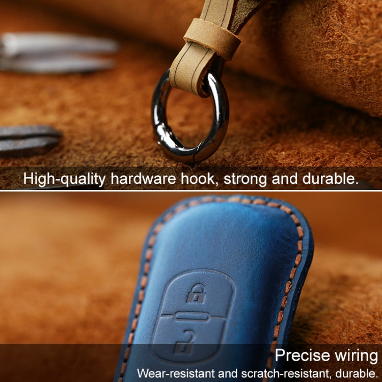 For Mazda Old Style Hallmo Car Cowhide Leather Key Protective Cover Key Case, Two Keys Version(Red)
