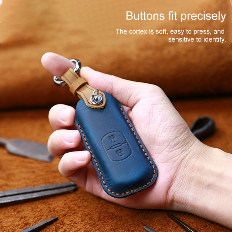 For Mazda Old Style Hallmo Car Cowhide Leather Key Protective Cover Key Case, Two Keys Version(Red)