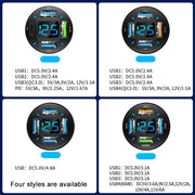 2pcs 4 in 1 USB QC3.0 Digital Display Car Fast Charger
