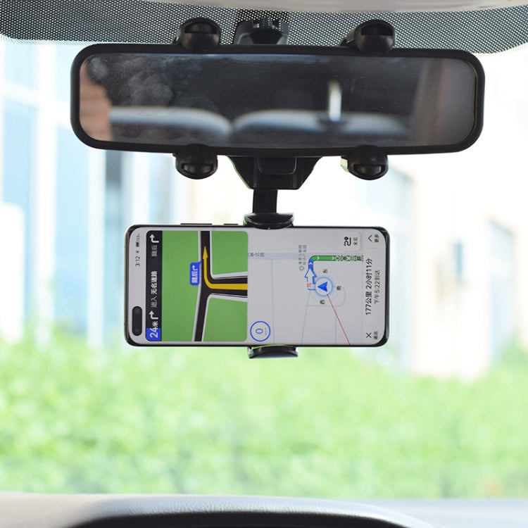 Car Rear Mirror Navigation Phone Holder (Black)