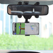 Car Rear Mirror Navigation Phone Holder (Black)