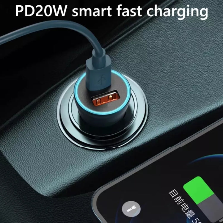 2pcs PD 20W Aluminum Alloy Dual Interface Car Fast Charger (Grey)