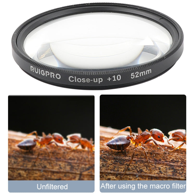 RUIGPRO for GoPro HERO 7/6 /5 Professional 52mm 10X Close-up Lens Filter with Filter Adapter Ring & Lens Cap