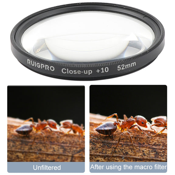 RUIGPRO for GoPro HERO 7/6 /5 Professional 52mm 10X Close-up Lens Filter with Filter Adapter Ring & Lens Cap