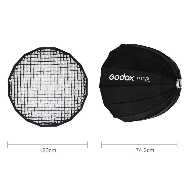 Godox P120L Diameter 120cm Parabolic Softbox Reflector Diffuser for Studio Speedlite Flash Softbox(Black)