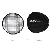 Godox P120L Diameter 120cm Parabolic Softbox Reflector Diffuser for Studio Speedlite Flash Softbox(Black)