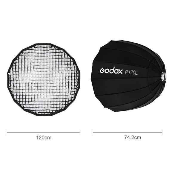 Godox P120L Diameter 120cm Parabolic Softbox Reflector Diffuser for Studio Speedlite Flash Softbox(Black)