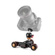 YELANGU L4X-BC Camera Wheel Dolly II Electric Track Slider 3-Wheel Video Pulley Rolling Dolly Car with Ballhead, Load: 3kg (Black)