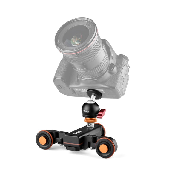 YELANGU L4X-BC Camera Wheel Dolly II Electric Track Slider 3-Wheel Video Pulley Rolling Dolly Car with Ballhead, Load: 3kg (Black)