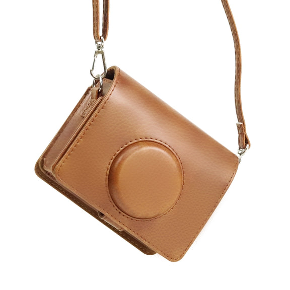 Retro Full Body Camera PU Leather Case Bag with Strap for FUJIFILM instax mini Evo(Brown)