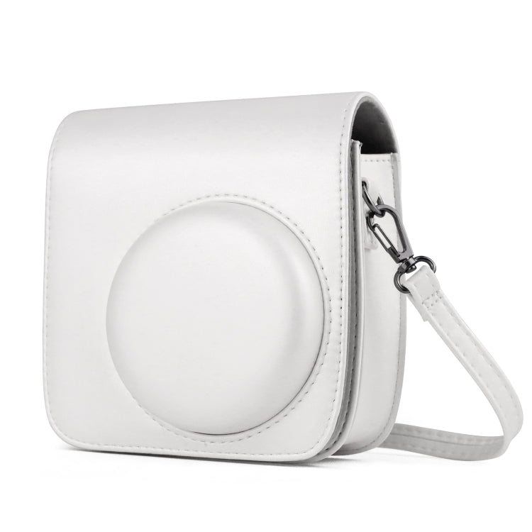 Solid Color Full Body Camera Leather Case Bag with Strap for FUJIFILM Instax mini 11 (White)