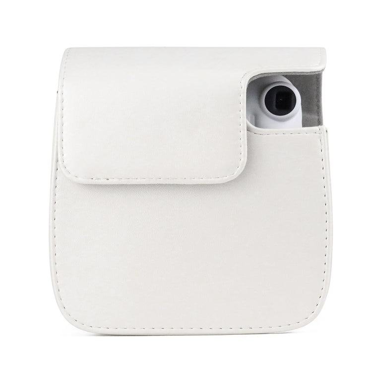 Solid Color Full Body Camera Leather Case Bag with Strap for FUJIFILM Instax mini 11 (White)