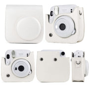 Solid Color Full Body Camera Leather Case Bag with Strap for FUJIFILM Instax mini 11 (White)
