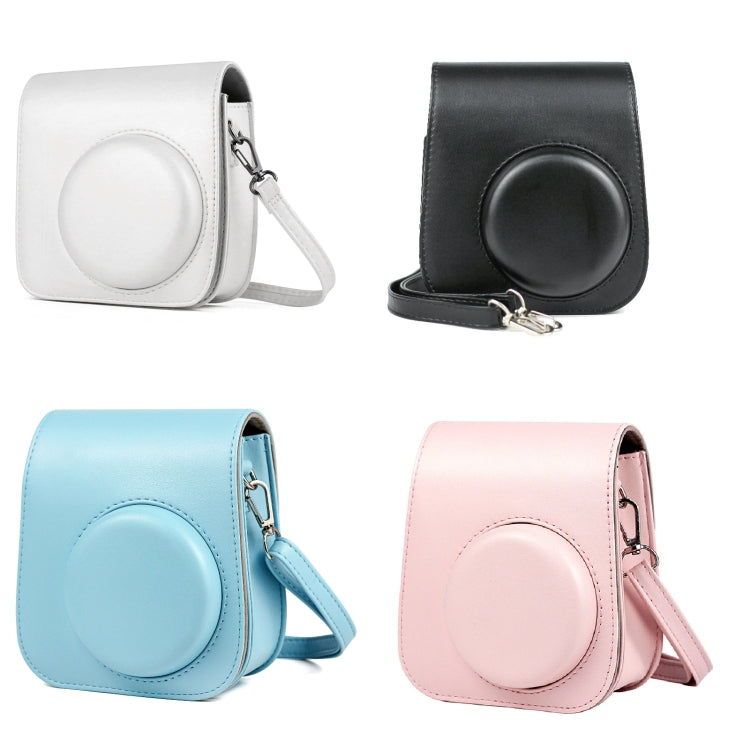 Solid Color Full Body Camera Leather Case Bag with Strap for FUJIFILM Instax mini 11 (White)
