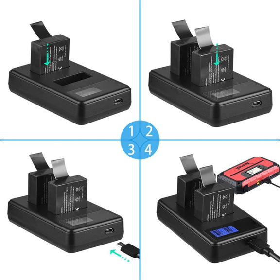 SJCAM SJ7000 / SJ6000 / SJ5000 / SJ4000 Battery LCD Screen Dual Batteries Charger, Displays Charging Capacity(Black)