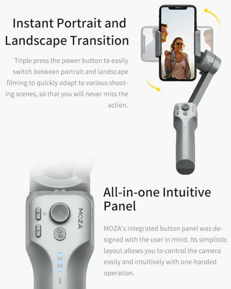 MOZA Mini MX 3 Axis Foldable Handheld Gimbal Stabilizer for Action Camera and Smart Phone(Grey)