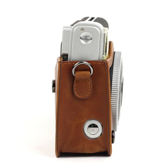 PU Leather Camera Protective bag for FUJIFILM Instax Mini 90 Camera, with Adjustable Shoulder Strap(Brown)