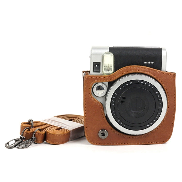 PU Leather Camera Protective bag for FUJIFILM Instax Mini 90 Camera, with Adjustable Shoulder Strap(Brown)