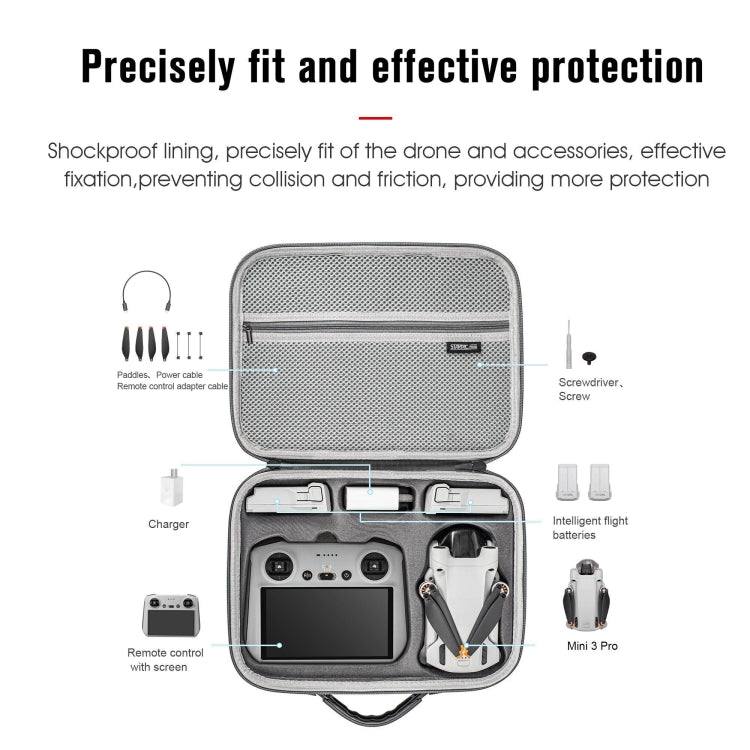 For DJI Mini 3 Pro / RC with Screen STARTRC Water-resistant Shoulder Storage Bag Handbag(Grey)