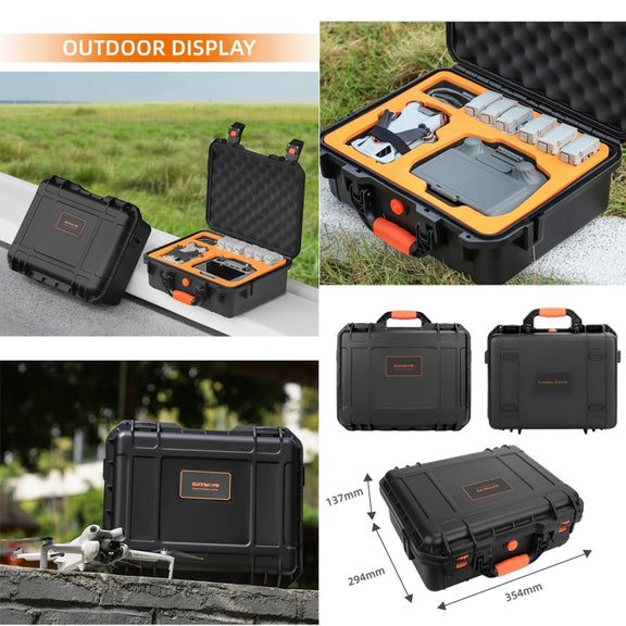 For DJI Mini 4 Pro Sunnylife Safety Carrying Case Water-resistant Shock-proof Hard Travel Case (Black)