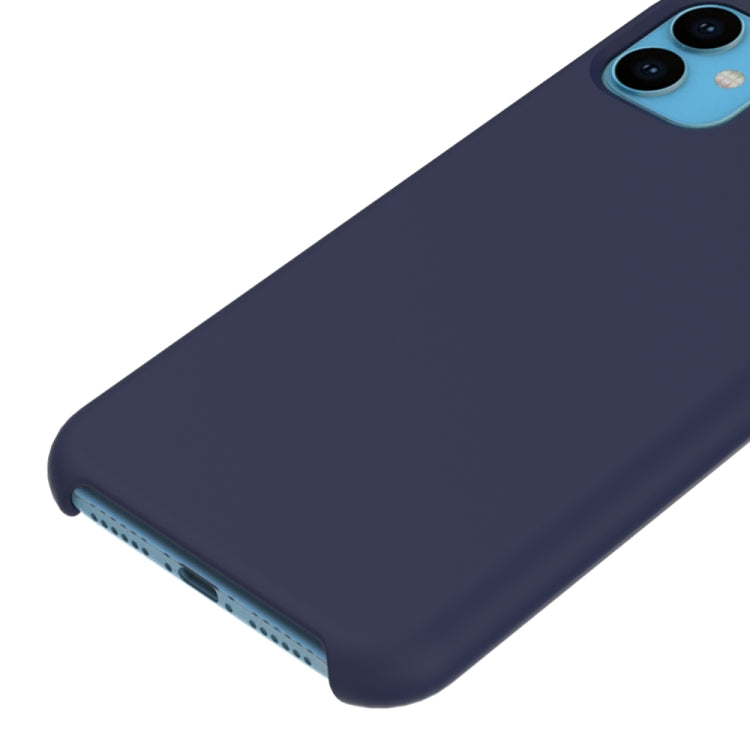 For iPhone 11 Solid Color Liquid Silicone Shockproof Case (Navy Blue)