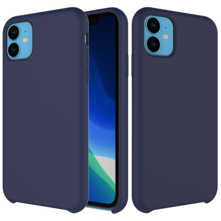 For iPhone 11 Solid Color Liquid Silicone Shockproof Case (Dark Blue)