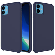 For iPhone 11 Solid Color Liquid Silicone Shockproof Case (Dark Blue)