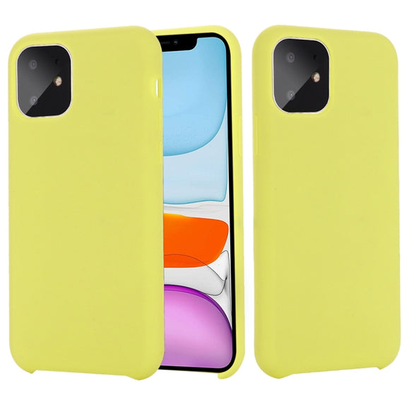 For iPhone 11 Solid Color Liquid Silicone Shockproof Case (Yellow)