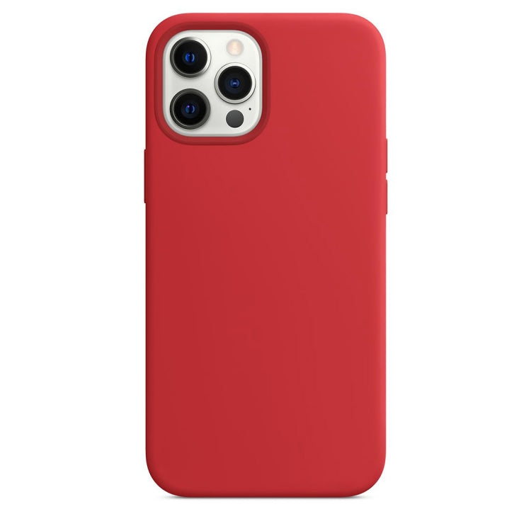 For iPhone 12 / 12 Pro Magnetic Liquid Silicone Full Coverage Shockproof Magsafe Case with Magsafe Charging Magnet(Red)