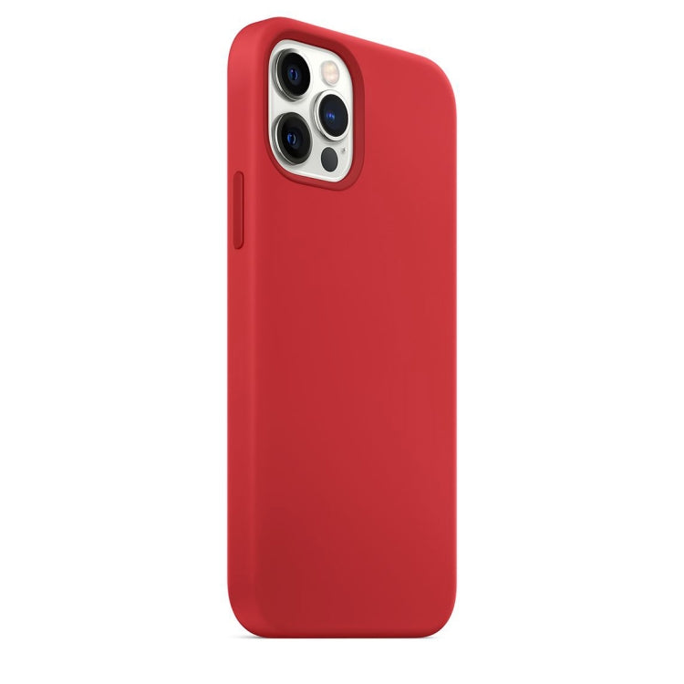 For iPhone 12 / 12 Pro Magnetic Liquid Silicone Full Coverage Shockproof Magsafe Case with Magsafe Charging Magnet(Red)
