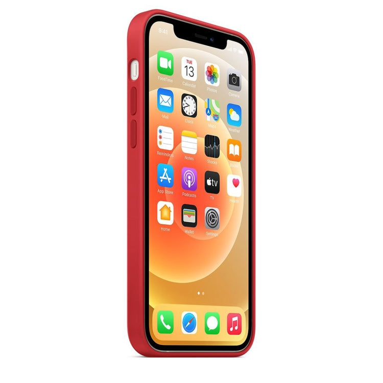 For iPhone 12 / 12 Pro Magnetic Liquid Silicone Full Coverage Shockproof Magsafe Case with Magsafe Charging Magnet(Red)