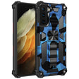 For Samsung Galaxy S21 Ultra 5G Camouflage Armor Shockproof TPU + PC Magnetic Protective Case with Holder(Dark Blue) - Galaxy S21 Ultra 5G Cases by PMC TechLife | Online Shopping South Africa | PMC TechLife