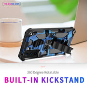 For Samsung Galaxy S21 Ultra 5G Camouflage Armor Shockproof TPU + PC Magnetic Protective Case with Holder(Dark Blue)