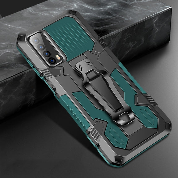 For Huawei P smart 2021 / Y7a Machine Armor Warrior Shockproof PC + TPU Protective Case(Army Green)
