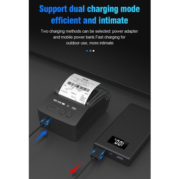 5811DD 58mm Bluetooth 4.0 Portable Thermal Bluetooth Receipt Printer, EU Plug