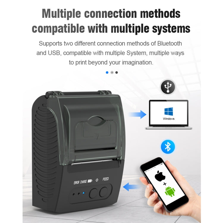 5811DD 58mm Bluetooth 4.0 Portable Thermal Bluetooth Receipt Printer, EU Plug