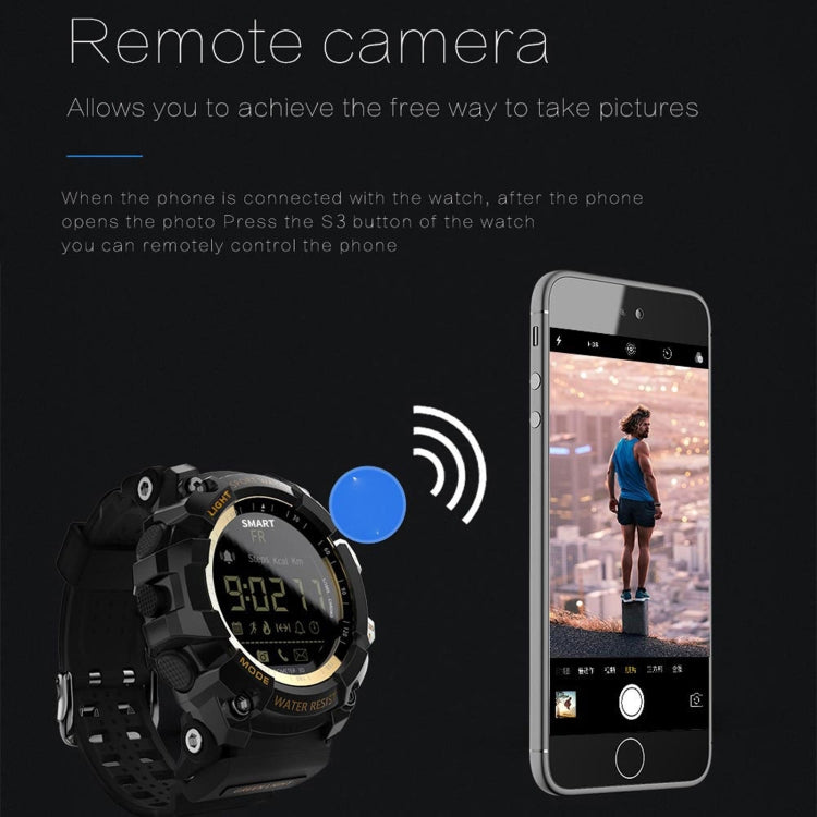 Lokmat MK16 LCD Screen 50m Water-resistant Smart Watch, Support Information Reminder / Remote Camera / Walking Motion Monitor(Black)