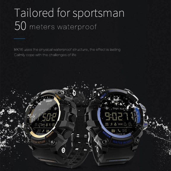 Lokmat MK16 LCD Screen 50m Water-resistant Smart Watch, Support Information Reminder / Remote Camera / Walking Motion Monitor(Black)